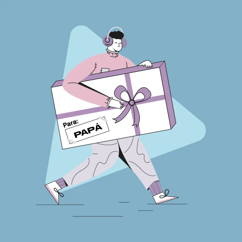 señor cargando un regalo grande